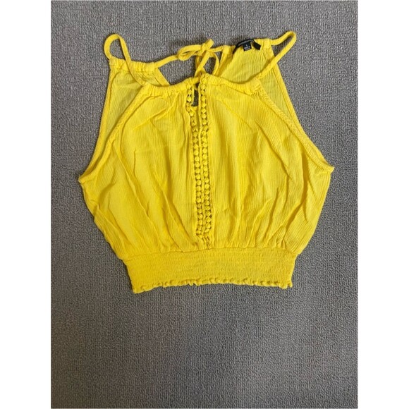 Ambiance Tops - Ambiance Bright Yellow Halter Crop Top- Summer Beach Vacation Spring